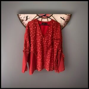 Religion London Size 24 paprika textured V neck long sleeve top